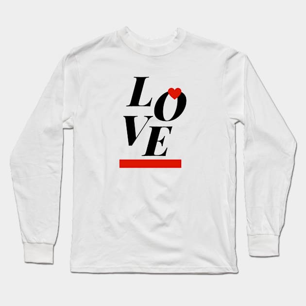 Love red heart and horizontal line black Long Sleeve T-Shirt by Jenmag